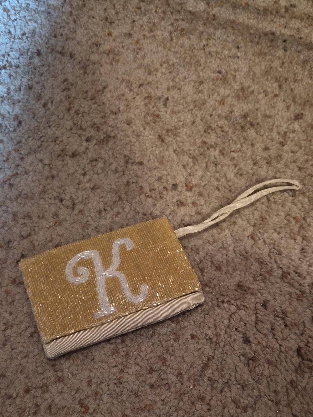 Liz Claiborne Gold and White Monogram 'K' Wristlet Pouch